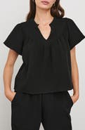 Rails Sayer Organic Cotton Gauze Split Neck Top