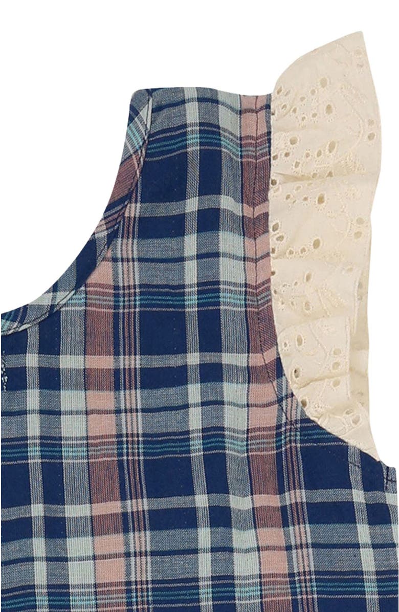 Lilly + Sid Organic Cotton Check Print Jumpsuit, Alternate, color, Navy