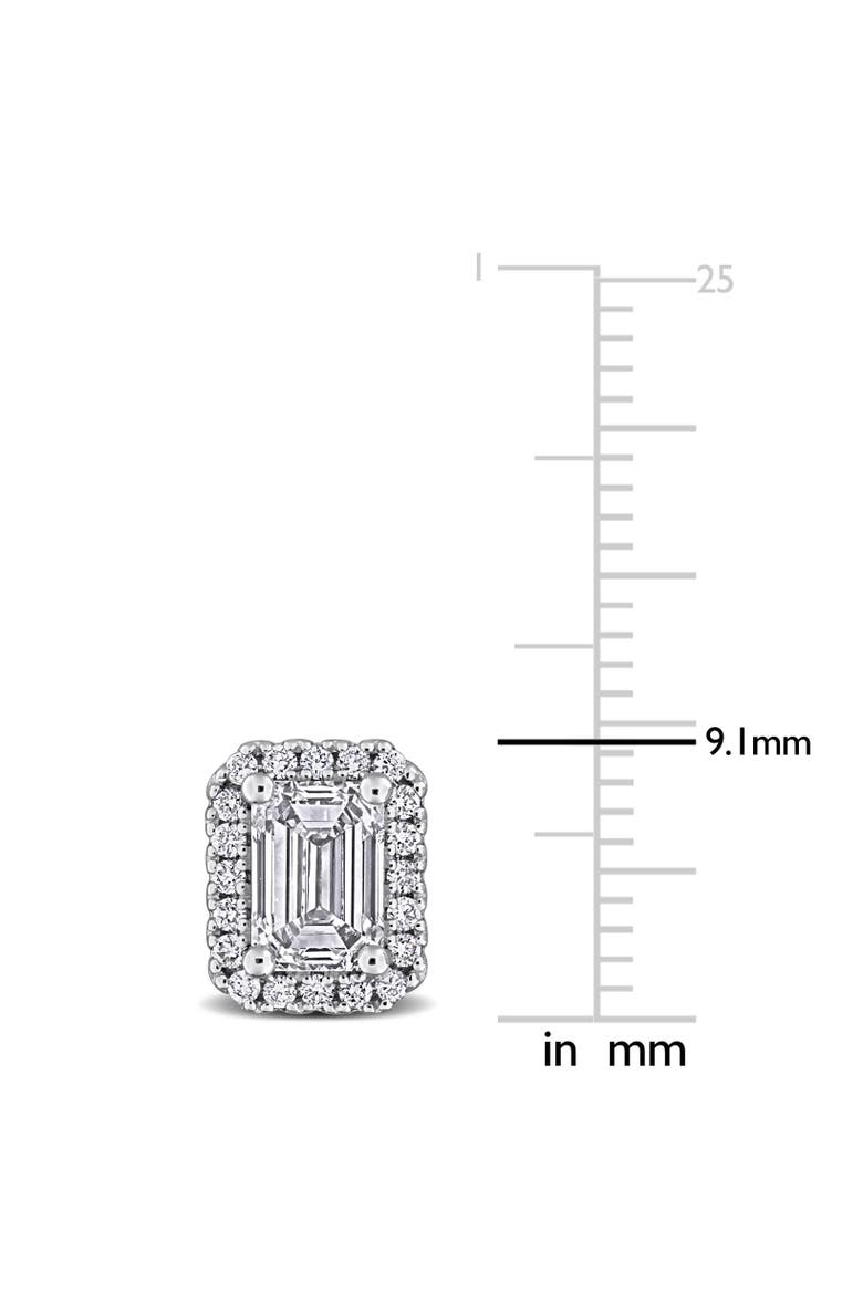 Lab-Grown Diamond Emerald Halo Stud Earrings, Alternate, color, Sterling Silver
