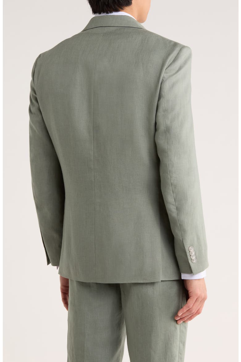 Two Button Notch Lapel Woven Linen Sport Coat, Alternate, color, SAGE PLAIN