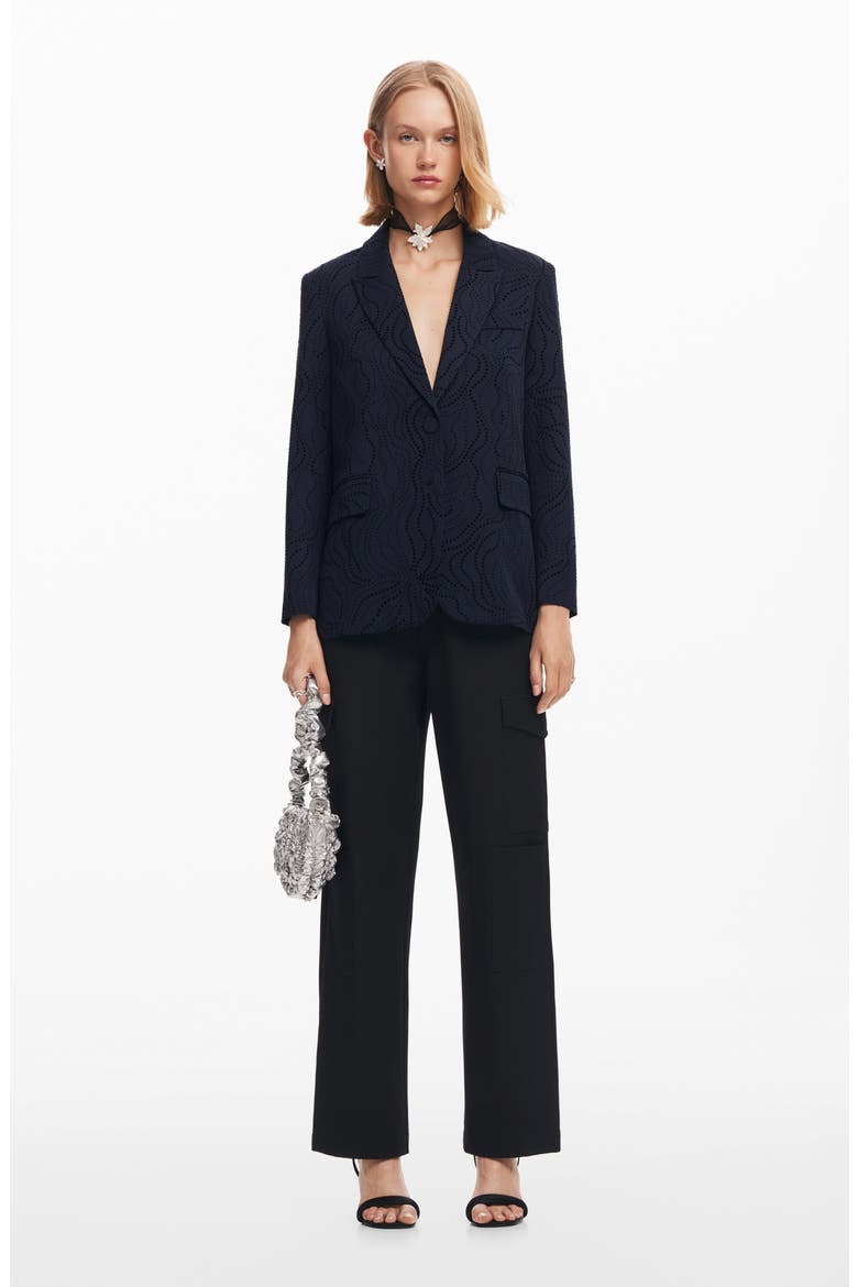 Hamburgo Floral Eyelet Blazer, Alternate, color, BLUE