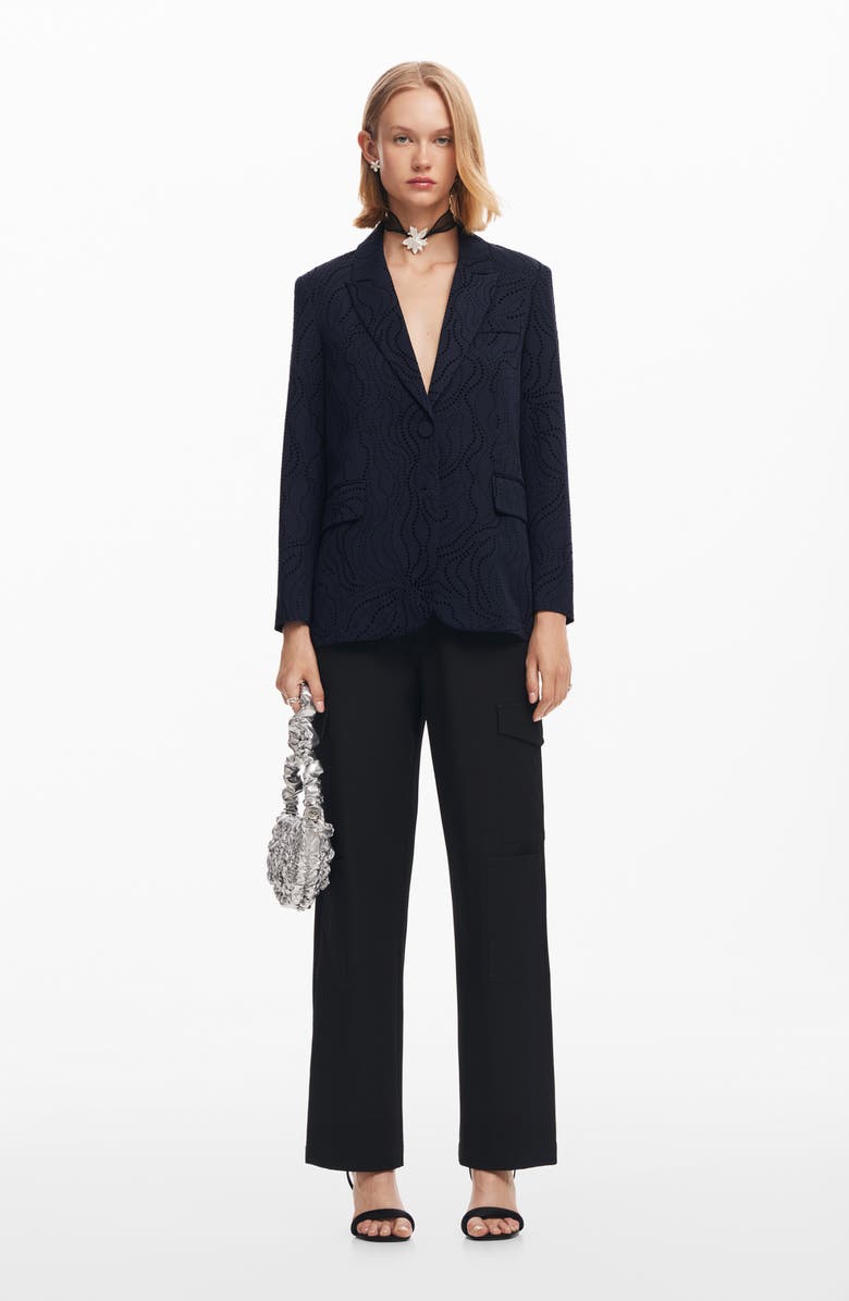 Desigual Hamburgo Floral Eyelet Blazer, Alternate, color, 