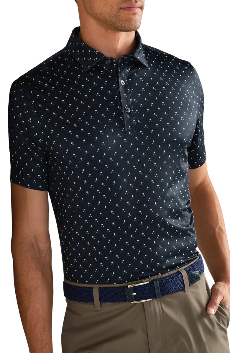Rhone Drive Time Performance Polo, Main, color, True Navy/ White Club Print