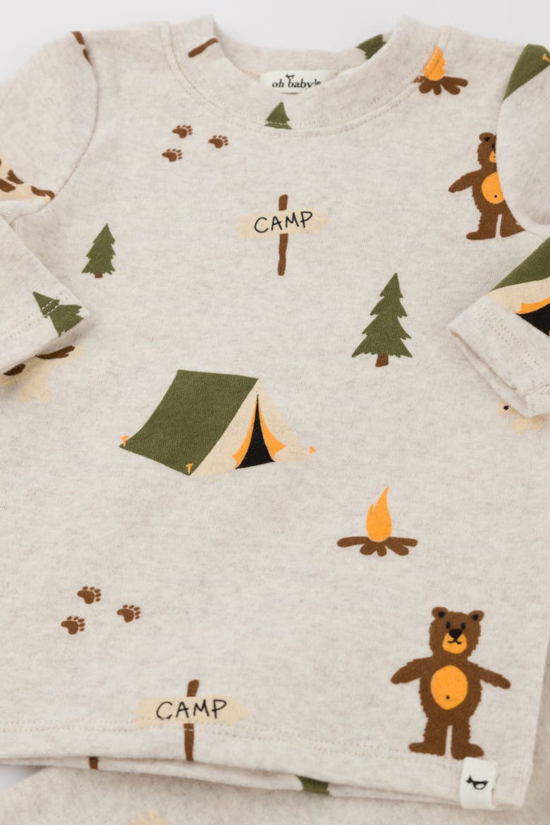 Camping Print Long Sleeve Two Piece Set, Alternate, color, Malt