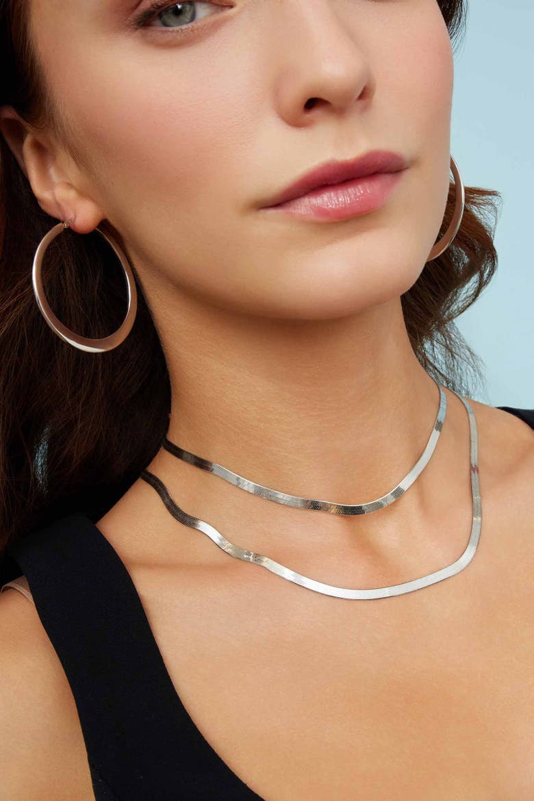 Mirage Herringbone Choker in Sterling Silver, Alternate, color, Silver