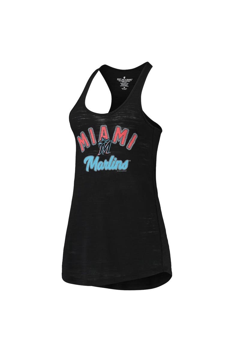Women's Soft as a Grape Black Miami Marlins Multi-Count Tri-Blend Tank Top, Alternate, color, Black