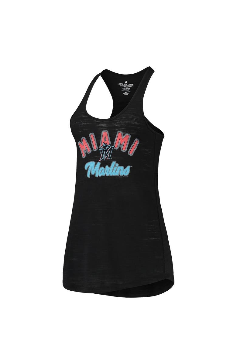 SOFT AS A GRAPE Women's Soft as a Grape Black Miami Marlins Multi-Count Tri-Blend Tank Top, Alternate, color,