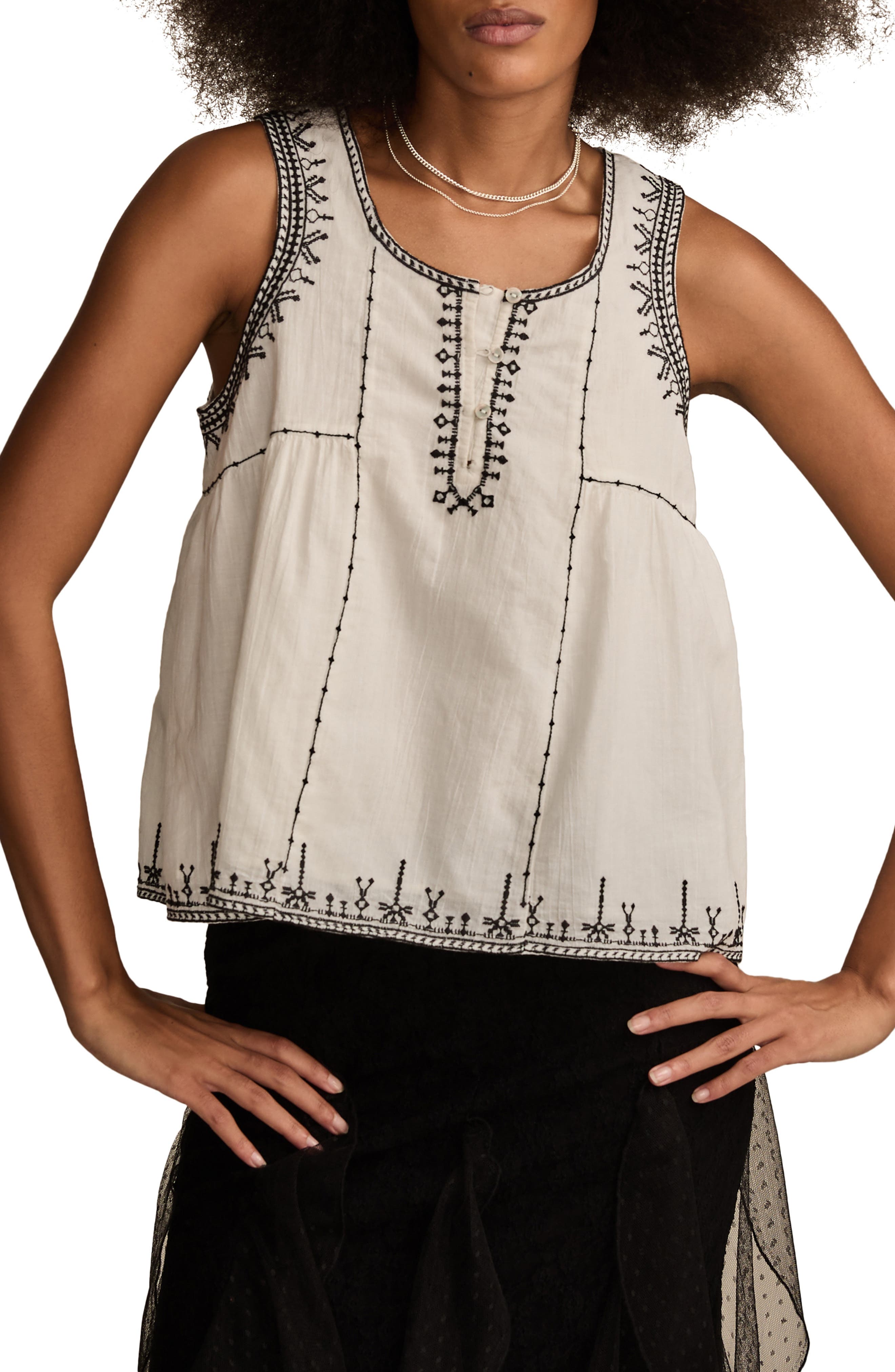 lucky brand embroidered tank top
