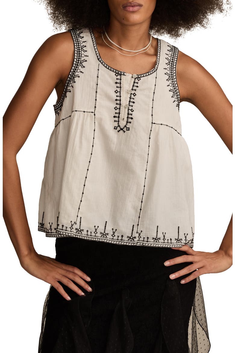 Embroidered Cotton Tank, Main, color, TOFU