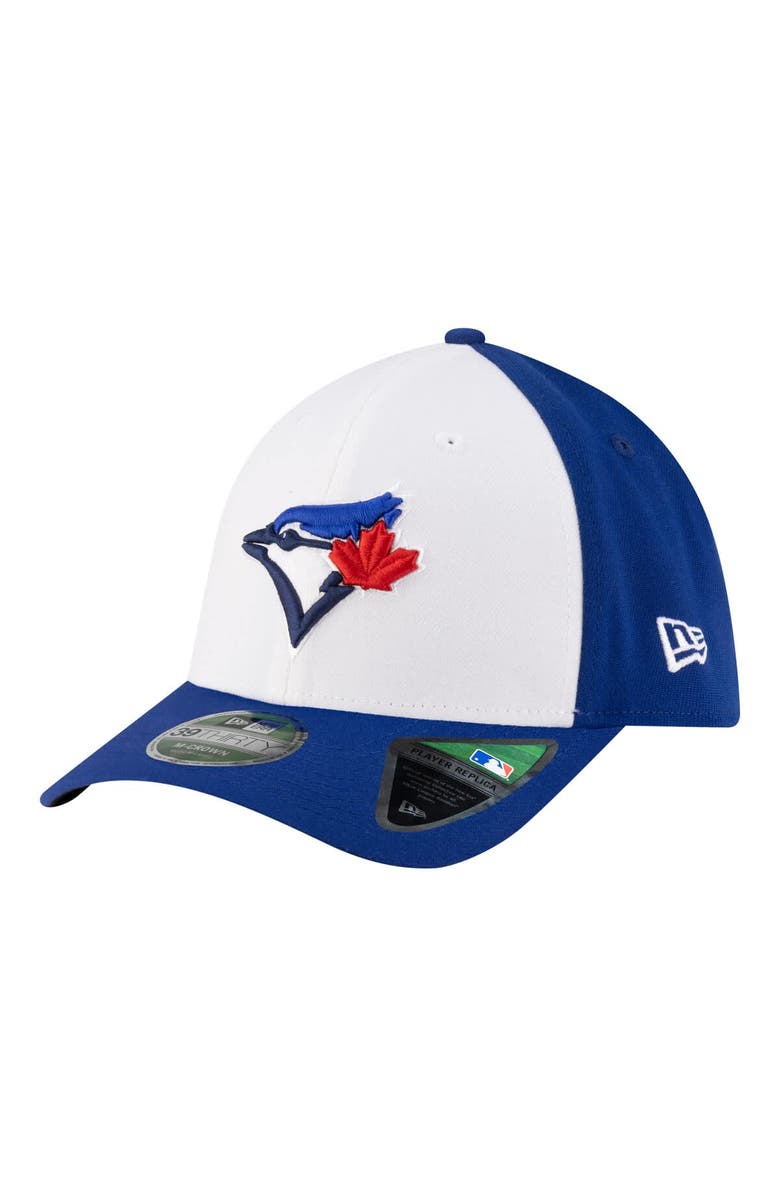New Era Men's New Era  White/Royal Toronto Blue Jays Player Replica 39THIRTY M-Crown Flex Hat, Main, color, White