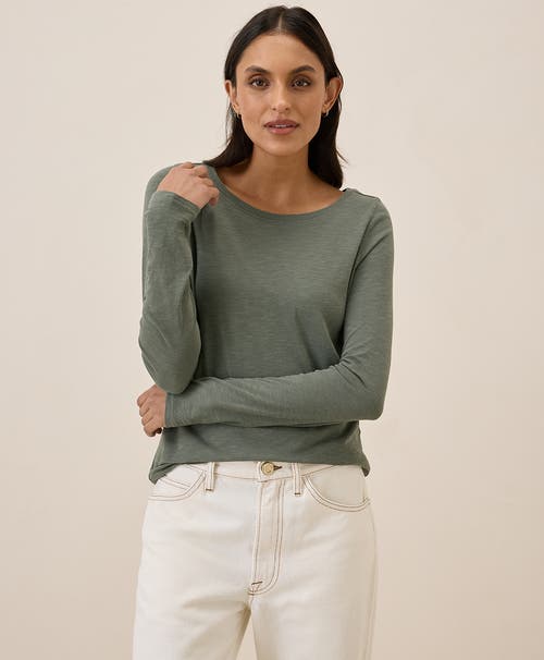 Pact Organic Cotton Featherweight Slub Long Sleeve Tee In Castor Grey