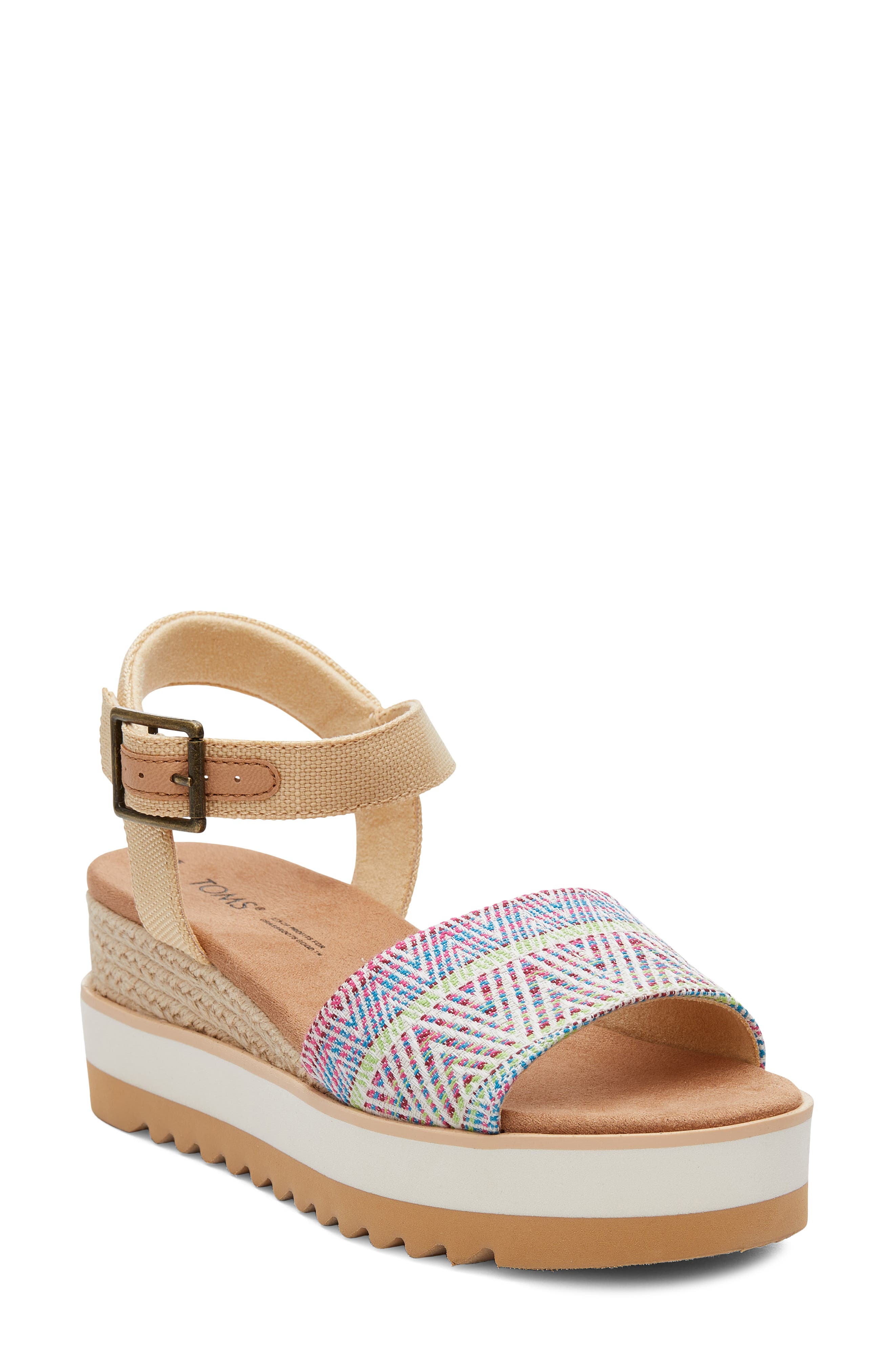 TOMS Diana Platform Wedge Sandal, Main, color, White