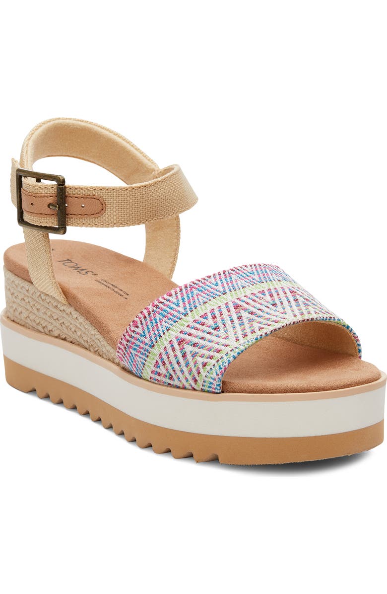 TOMS Diana Platform Wedge Sandal, Main, color, White