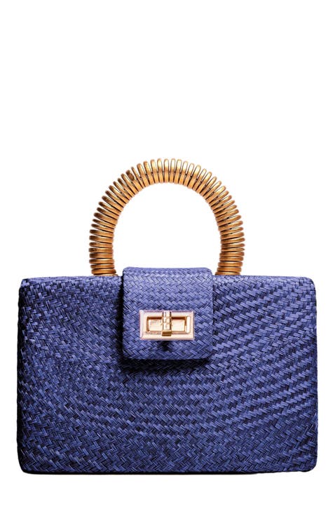THE GRACIE Woven Buntal Straw Clutch Bag