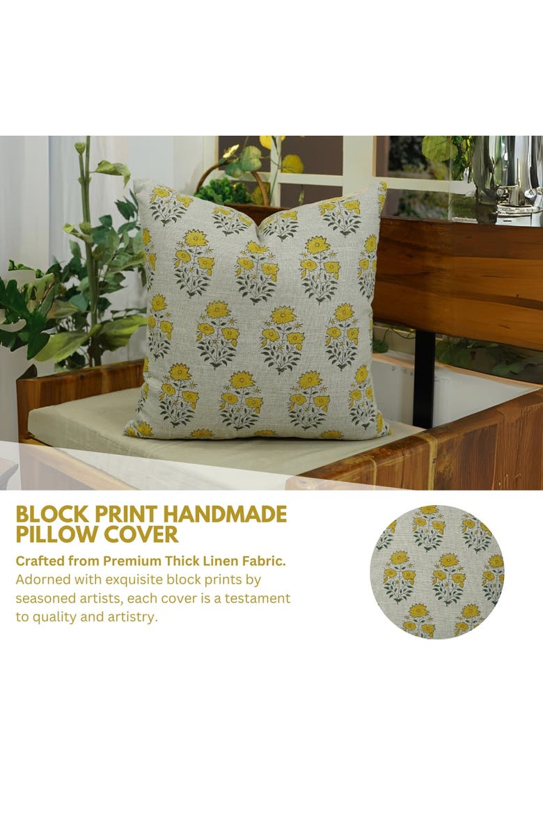 Mayra Handcrafted Mustard Block Desgin Cushion Cover, Alternate, color, Yellow