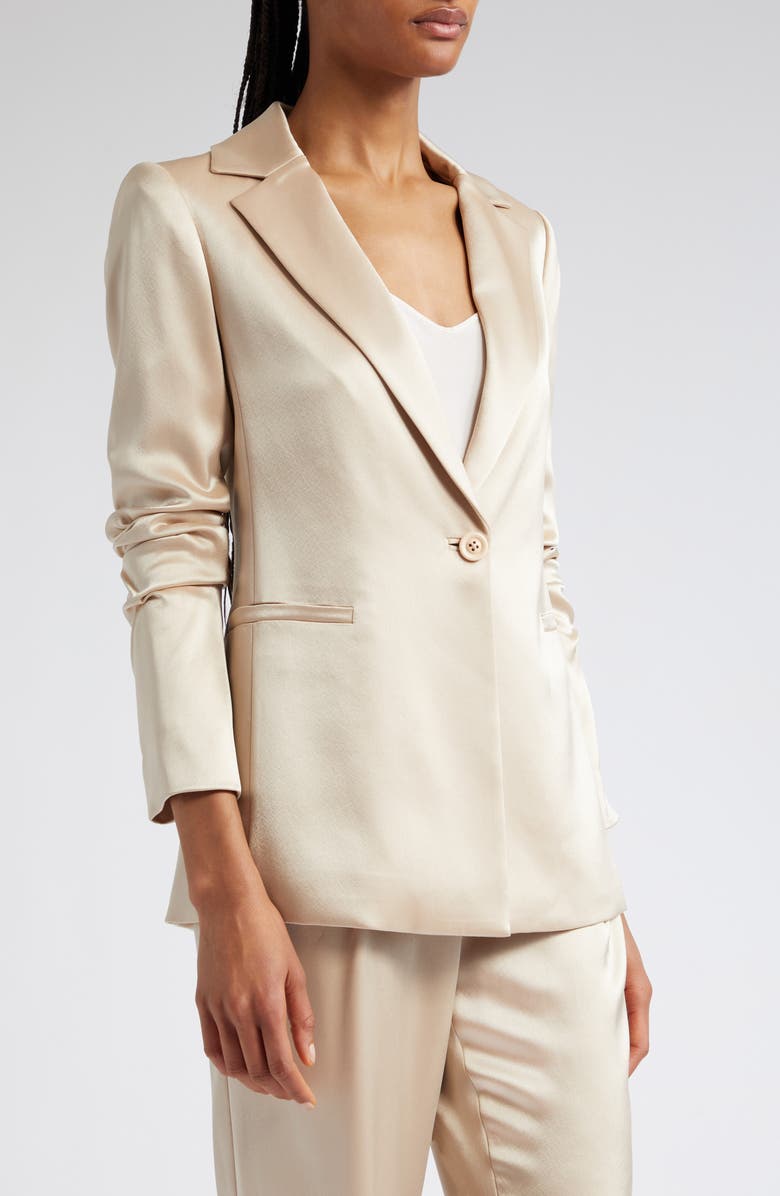 Alice + Olivia Pailey Fitted Satin Blazer, Alternate, color,