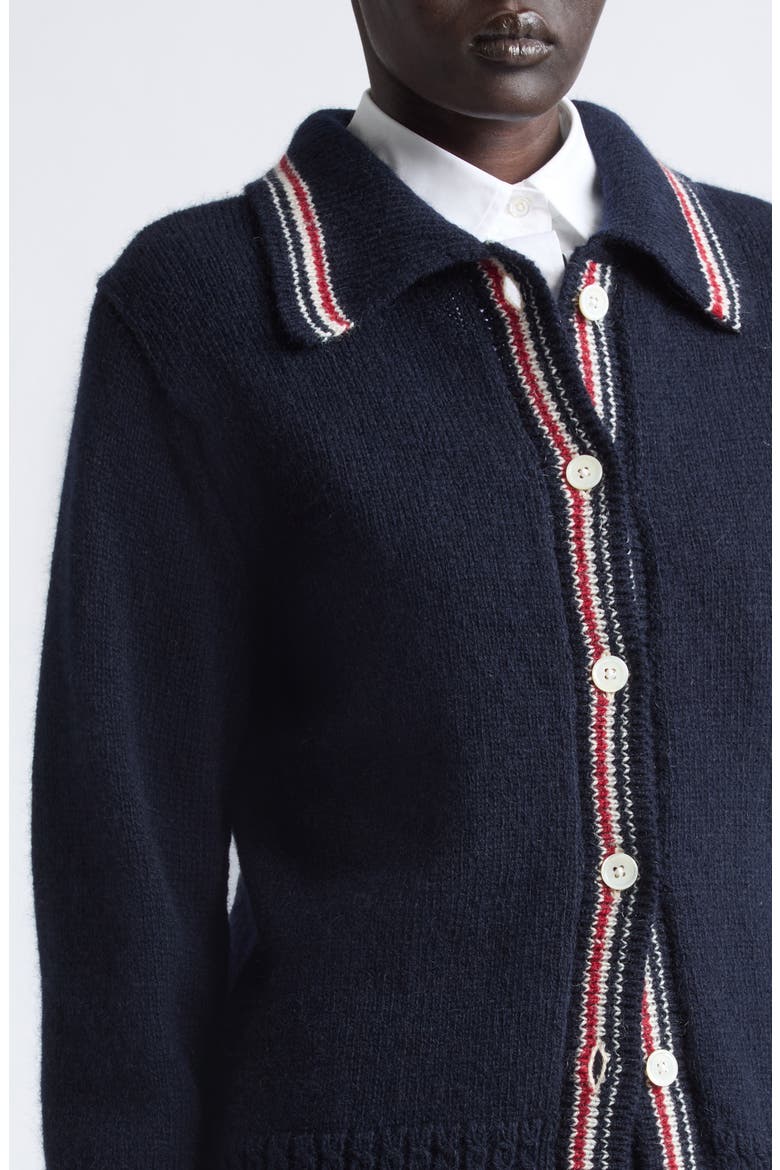 Hector Icon Intarsia Wool & Mohair Cardigan, Alternate, color, NAVY