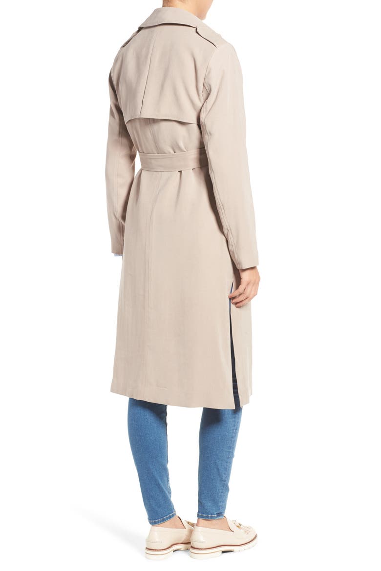 Long Drapey Trench Coat, Alternate, color, SAND