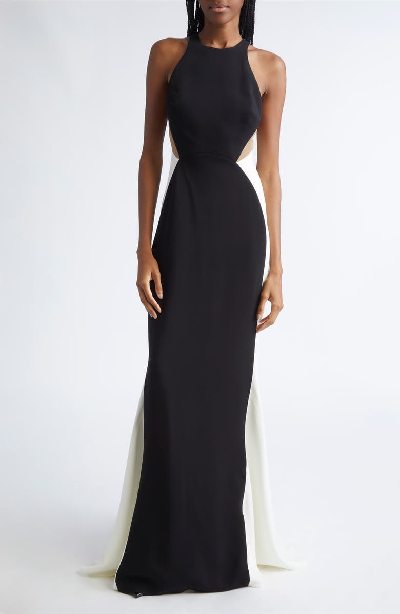 Stella McCartney Miracle Colorblock Gown, Main, color, Black