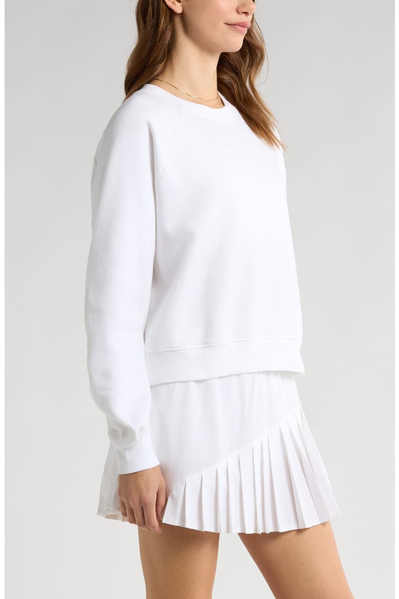 Cloud Fleece Ruched Sleeve Sweatershirt, Alternate, color, WHITE