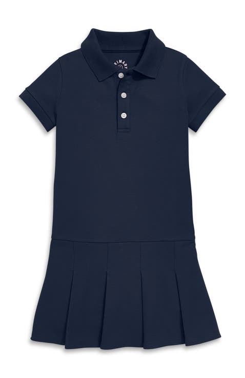 Kids Short Sleeve Pique Polo Dress (Little Kid, Big Kid)