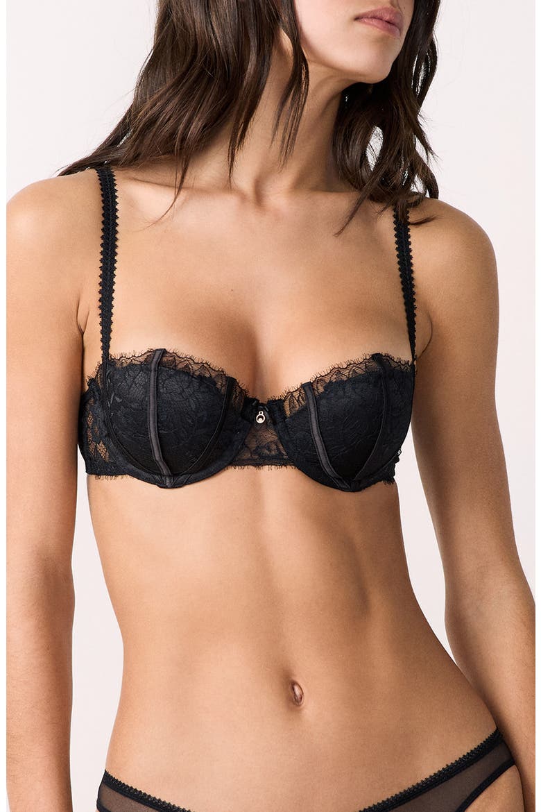 Mascarade Push-Up Balconette Bra, Main, color, BLACK