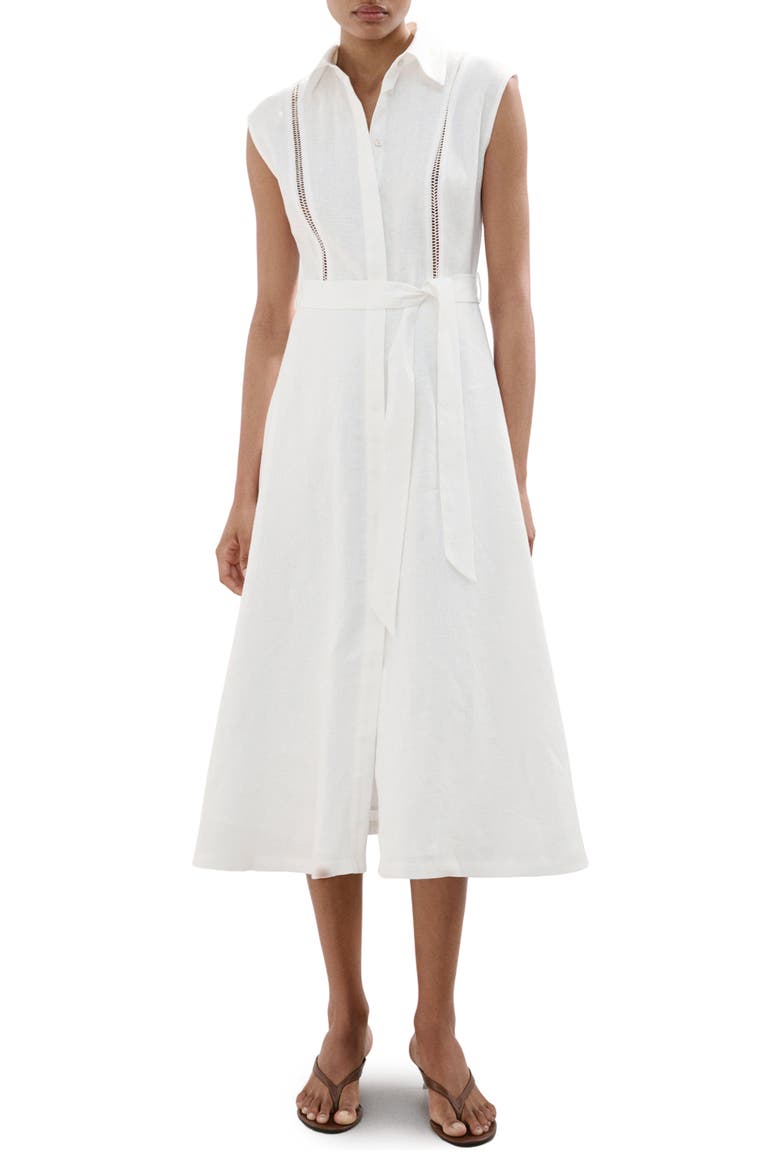 Sleeveless Linen Shirtdress, Main, color, ECRU