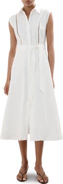 MANGO Sleeveless Linen Shirtdress