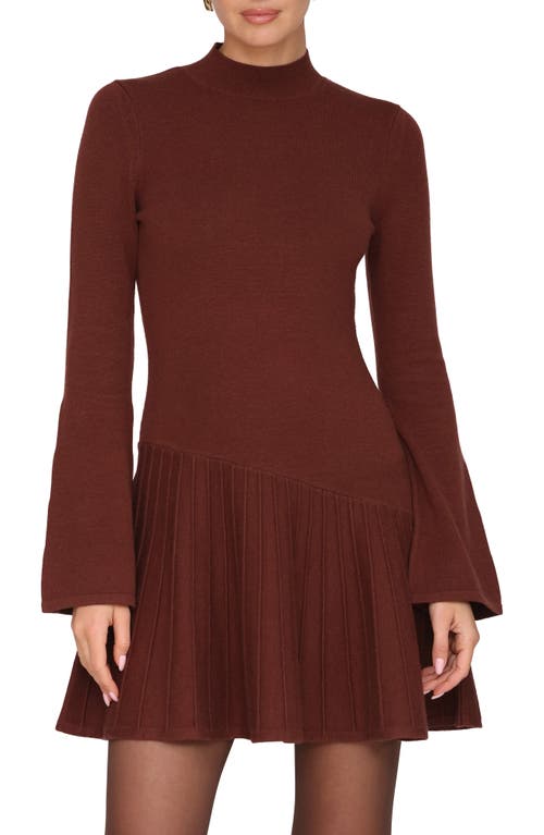 Avec Les Filles Long Sleeve Sweater Dress In Brown