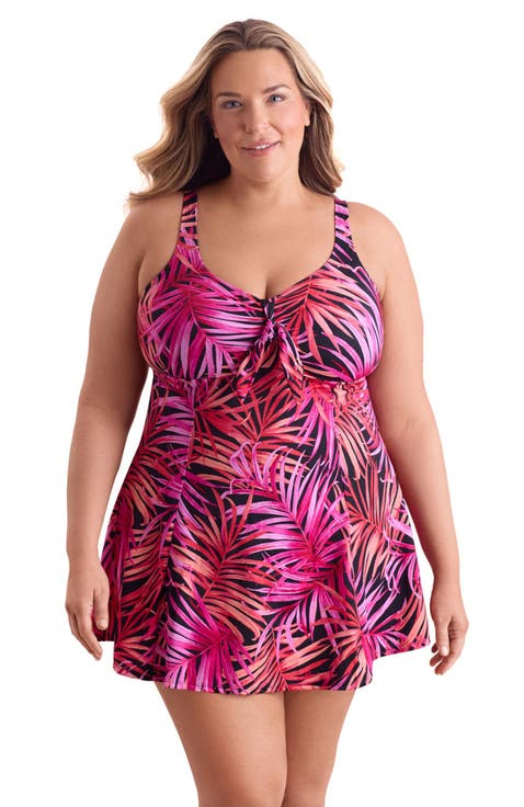 Bow Front Plus Size Swim Dress
