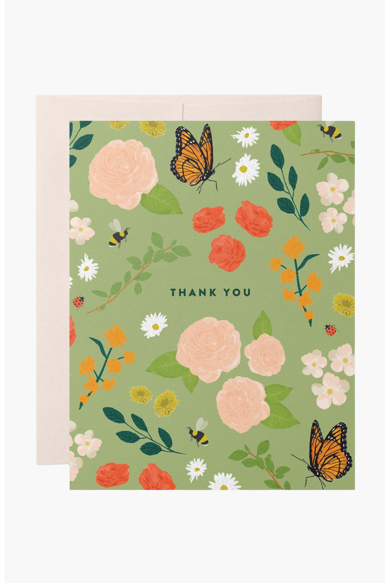 Boxed Set of 8 Floral Greeting Cards, Main, color, Green Floral