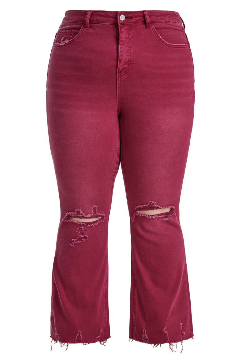 Emily High Waist Distressed Straight Leg Jeans, Alternate, color, WINE