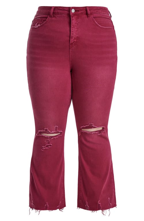 Bayeas Emily High Waist Distressed Straight Leg Jeans In Wine