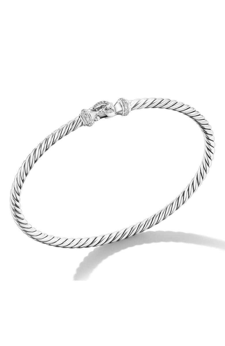 David Yurman Buckle Classic Cable Bracelet in Sterling Silver with Diamonds, 3mm, Alternate, color, Sterling Silver