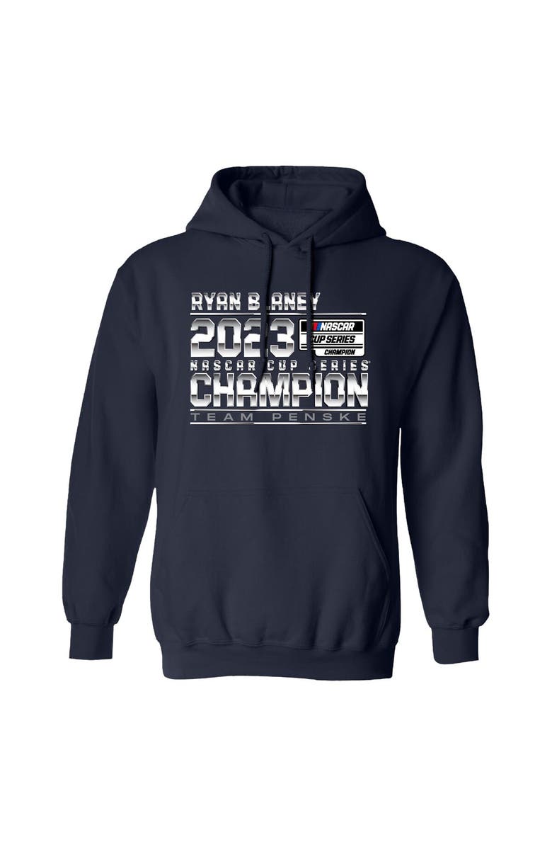 TEAM PENSKE Men's Team Penske  Navy Ryan Blaney 2023 NASCAR Cup Series Champion Pullover Hoodie, Alternate, color, 
