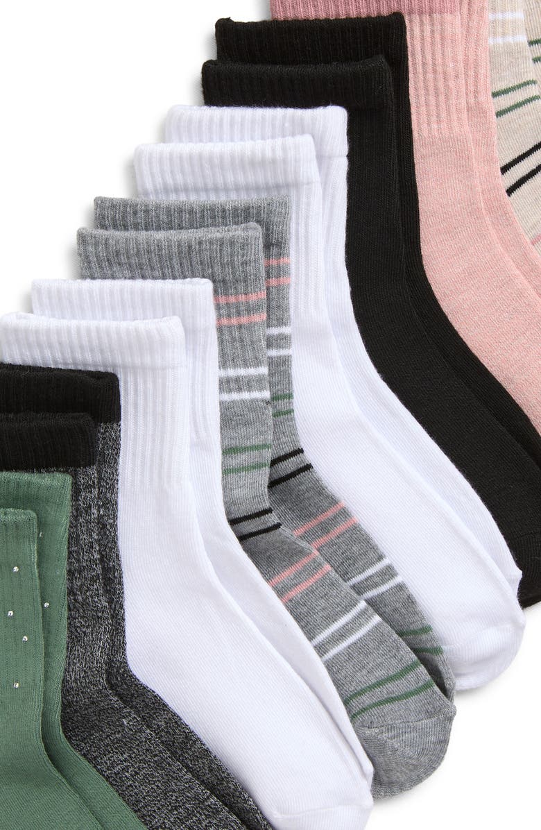 Capelli New York Kids' Scattered Gems Assorted 8-Pack Quarter Socks, Alternate, color, Multi Combo