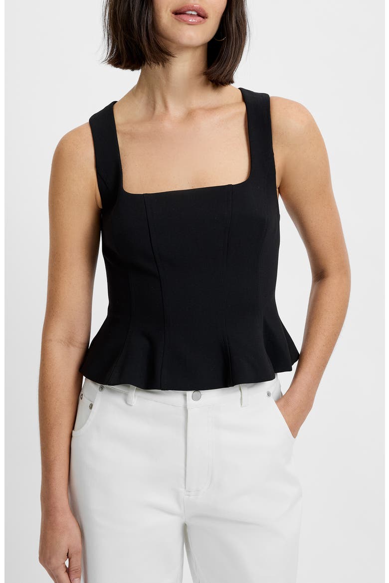 Azra Peplum Twill Tank, Main, color, BLACK