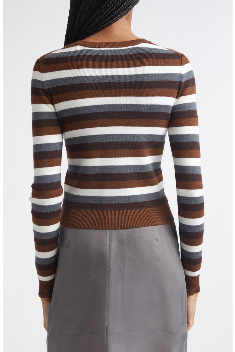 Stripe Front Cascade Merino Wool Cardigan, Alternate, color, BROWN MULTI
