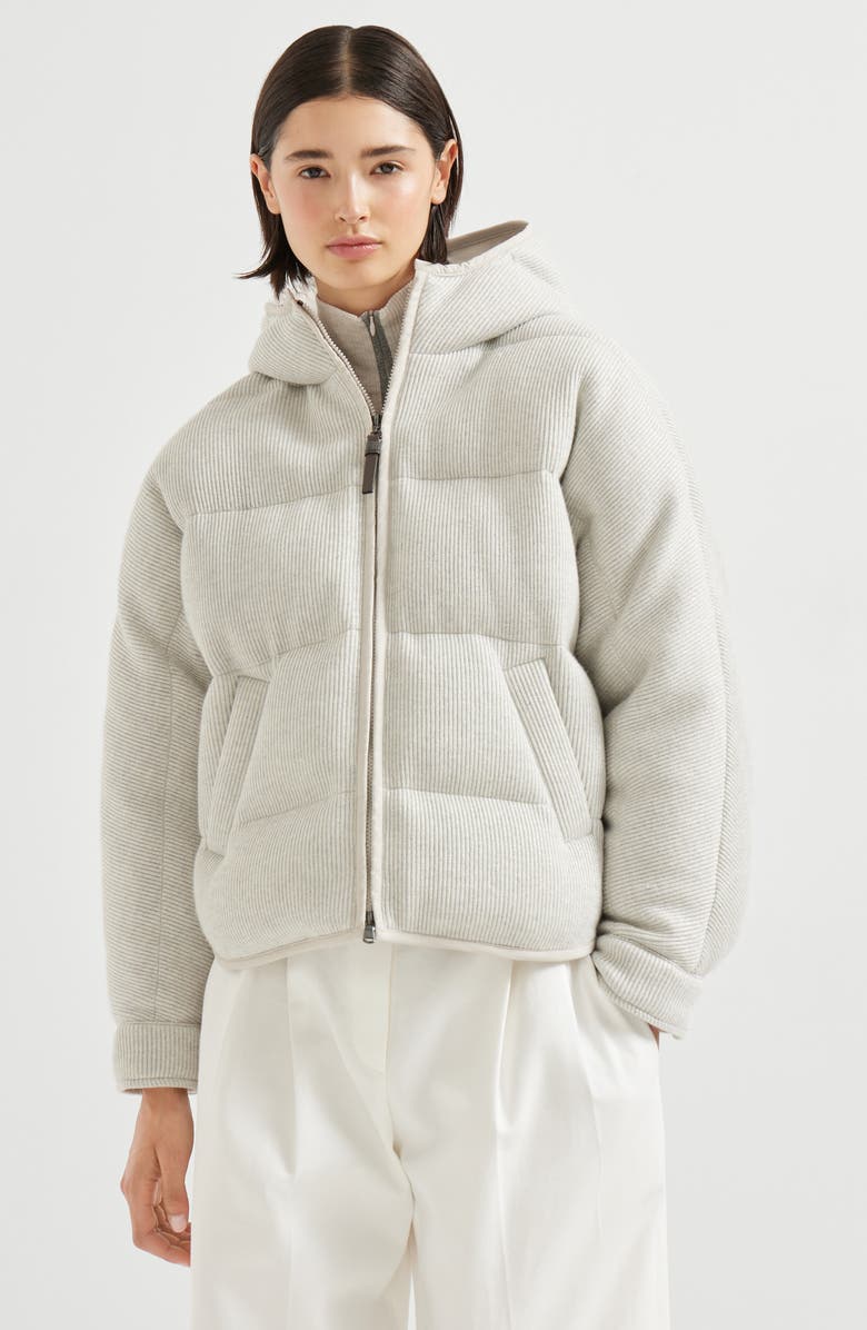 Brunello Cucinelli English rib knit down vest, Alternate, color, Silver