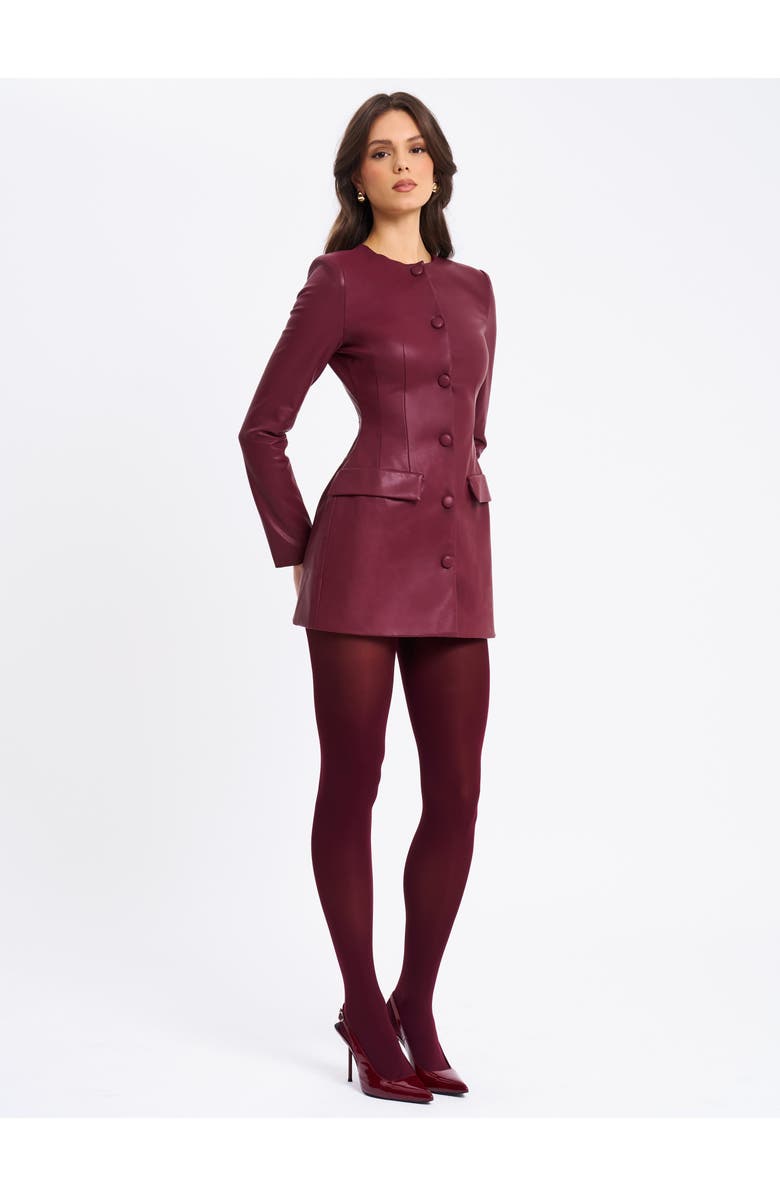 Miss Circle Baila Vegan Leather Blazer Mini Dress, Alternate, color, Burgundy