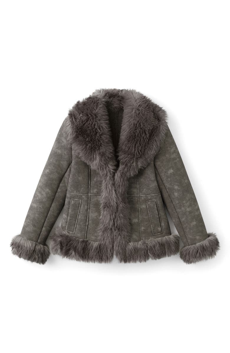 MANGO Faux Suede & Faux Fur Jacket, Main, color, 