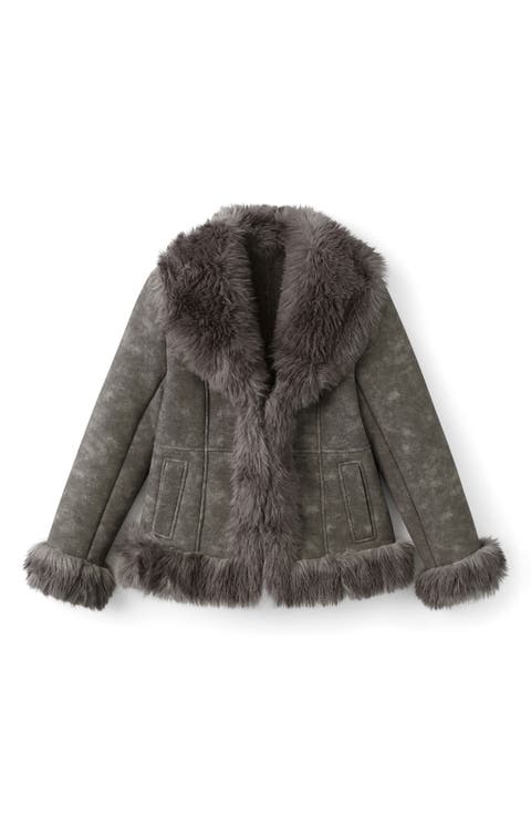 Faux Suede & Faux Fur Jacket