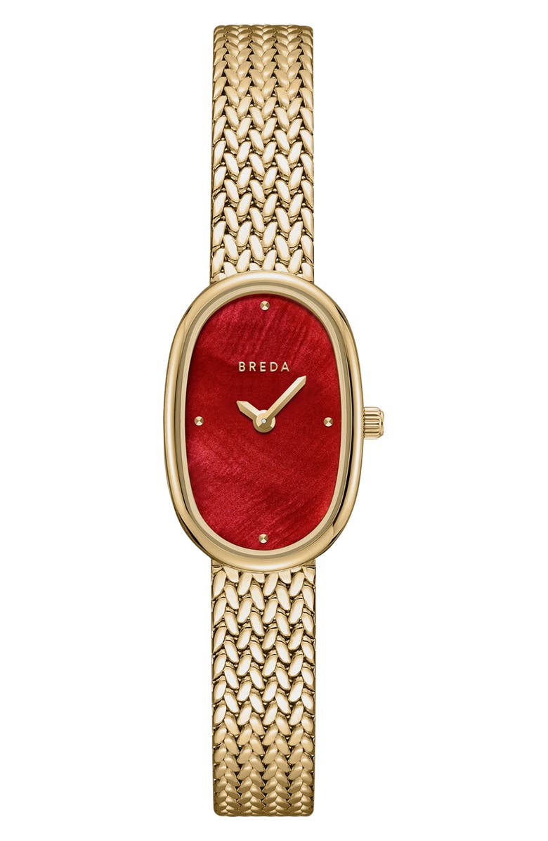 BREDA Jane Tethered Mesh Strap Watch, 18mm x 7mm, Main, color, Red