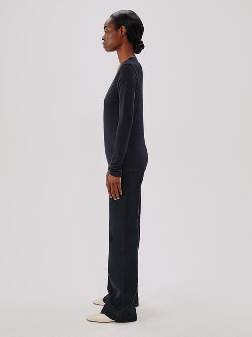 Another Tomorrow Long Ballet Scoop Tee In Black