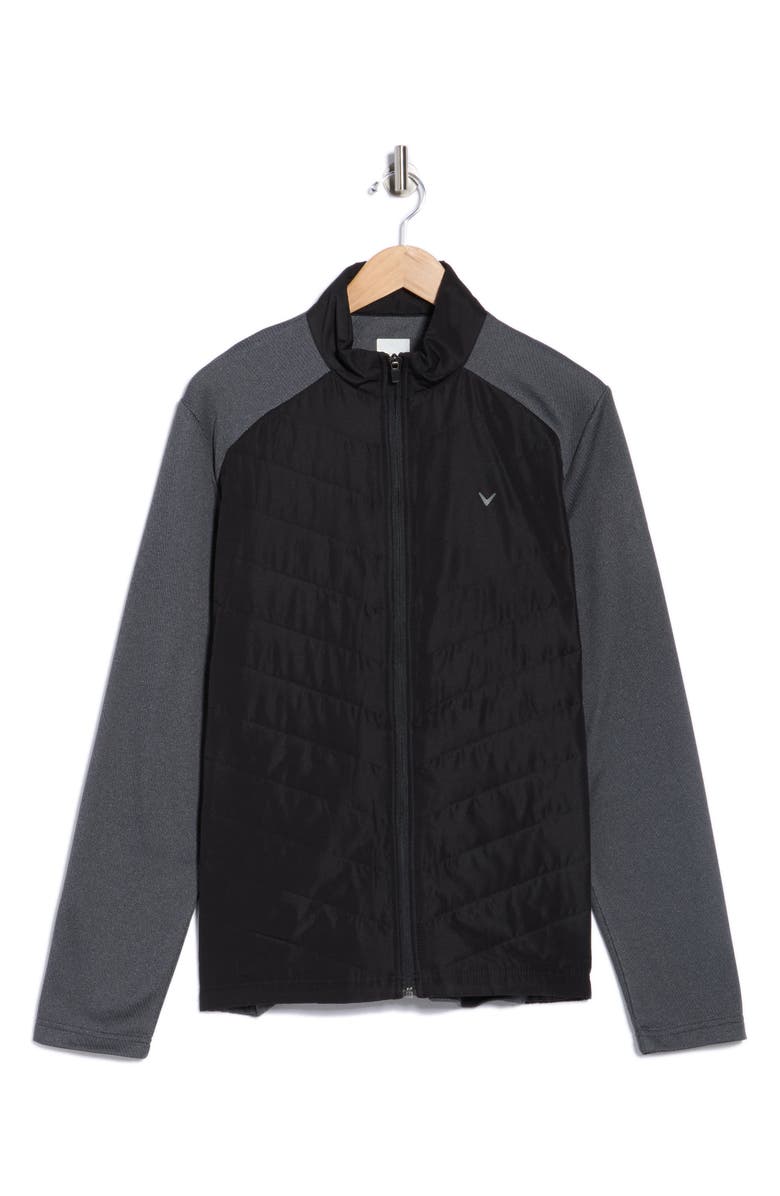 Callaway Full Zip Mixed Media Golf Jacket, Alternate, color, Black Heather