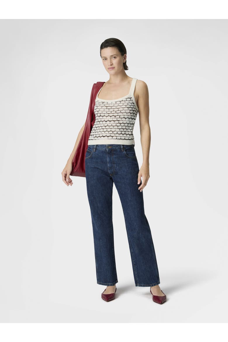 Tank Top In Cashmere And Viscose With Contrast Trims, Alternate, color, White