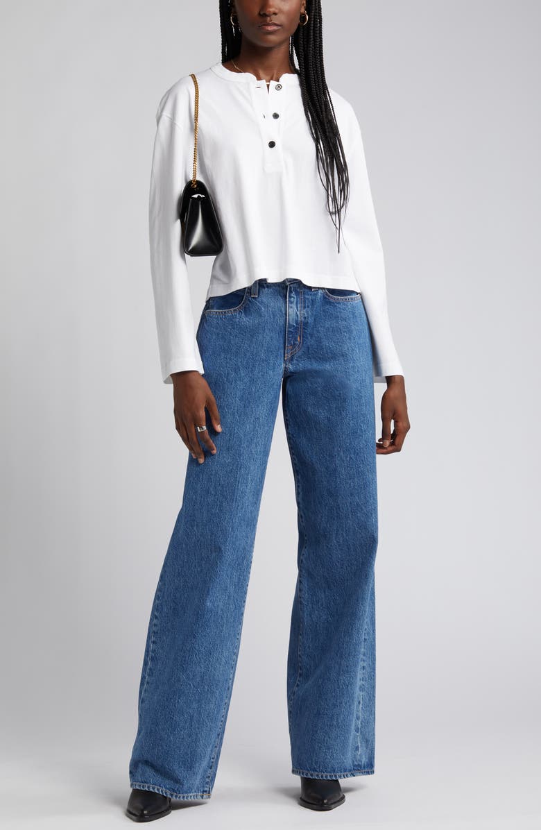 SLVRLAKE Mica Low Rise Wide Leg Organic Cotton Jeans, Main, color, Sweet Memory