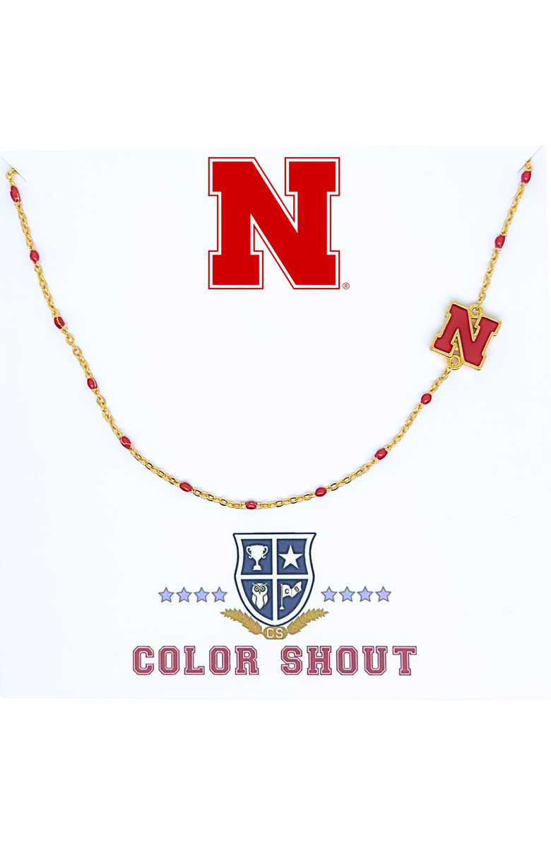 Color Shout University of Nebraska Side Necklace, Main, color, Yellow Gold