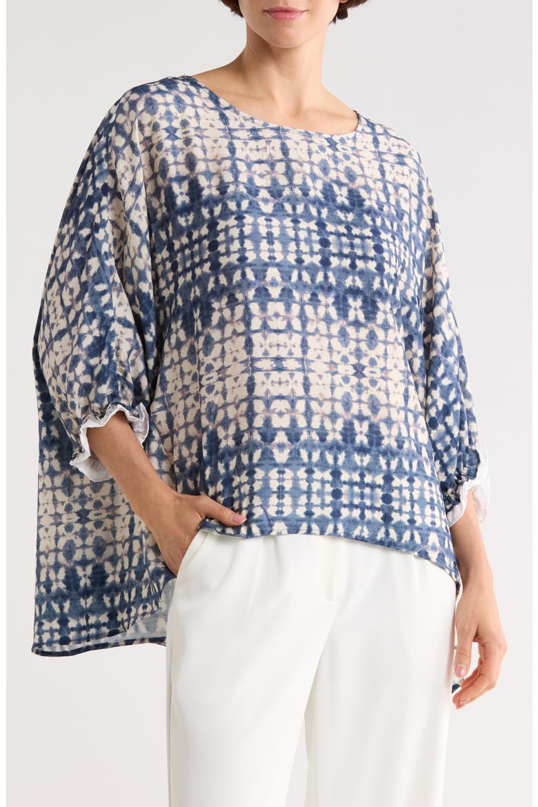 Printed Boxy Top, Main, color, BLUE