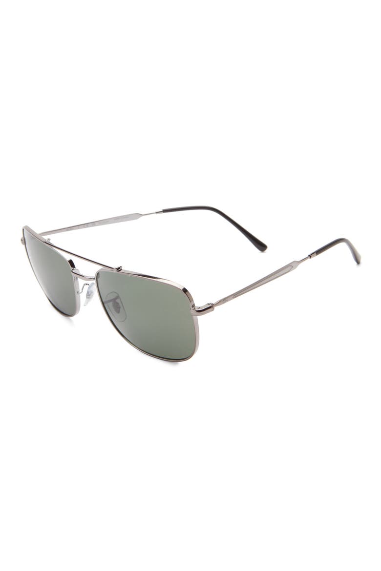 62mm Oversize Polarized Rectangular Sunglasses, Alternate, color, GUNMETAL